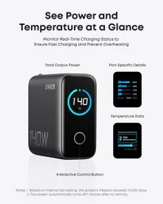 Фото: Зарядний пристрій Anker Laptop GaN Charger 140W Silver (B2697G41) № 3 | KTC