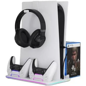 Фото: Підставка Canyon CS-51 RGB PS5 Slim/DE Charge White (CND-CSPS5W-1) № 2 | KTC