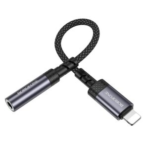 Перехідник BOROFONE BV24 Graceful Lightning / Jack 3.5mm F Metal Grey (6941991120398)