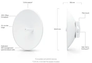 Фото: Точка доступy Wi-Fi Ubiquiti airMAX PowerBeam 5AC 620 (PBE-5AC-620) № 4 | KTC