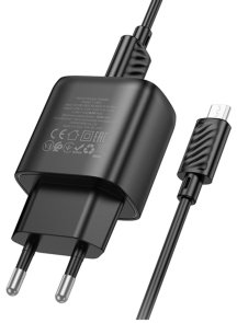 Зарядний пристрій Hoco C140A Smart 18W Black with AM / MicroB (6942007627801)