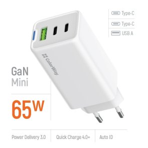 Зарядний пристрій ColorWay GaN Mini 65W White (CW-CHS058PD-WT)