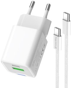  Зарядний пристрій ColorWay GaN Mini 30W White with Type-C / Type-C (CW-CHS053PDC-WT)