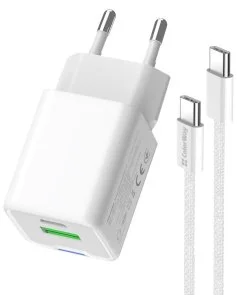 Фото: Зарядний пристрій ColorWay GaN Mini QC PD 35W White with Type-C / Type-C (CW-CHS055PDC-WT) № 3 | KTC