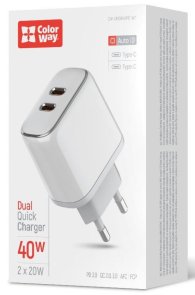 Зарядний пристрій ColorWay CHS048PD 40W White (CW-CHS048PD-WT)