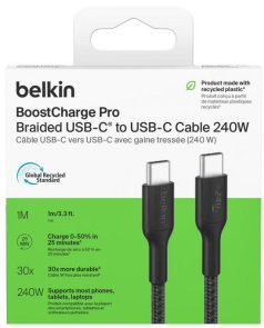 Кабель Belkin BoostCharge Pro 240W Type-C/Type-C 1m Black (CAB025HQ1MBK)