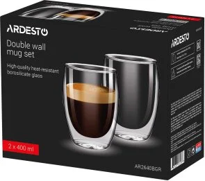 Фото: Набір чашок Ardesto 400ml 2pcs Clear (AR2640BGR) № 2 | KTC