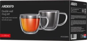 Фото: Набір чашок Ardesto 350ml 2pcs Clear (AR2635BWN) № 6 | KTC