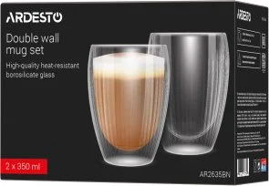 Фото: Набір чашок Ardesto 350ml 2pcs Clear (AR2635BN) № 6 | KTC