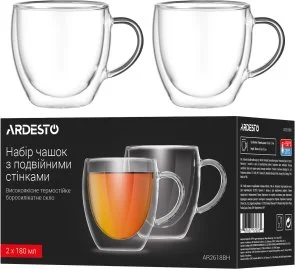 Фото: Набір чашок Ardesto 180ml 2pcs Clear (AR2618BH) № 5 | KTC