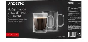 Фото: Набір чашок Ardesto 120ml 2pcs Clear (AR2612BH) № 4 | KTC