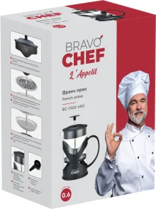 Фото: Френч-прес Bravo Chef L Appetit 600ml Black (BC-7302-600) № 4 | KTC