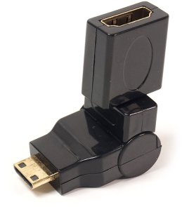 Перехідник HDMI AF to Mini HDMI AM PowerPlant, Black (360 градусів)