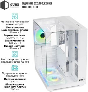 Корпус QUBE Aquarium White with window (AQUARIUM_GWNU3)