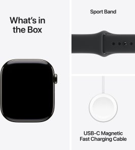Смарт годинник Apple Watch 11 GPS LTE 46mm - Slate Titanium Case with Black Sport Band - S/M (MFD14)