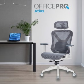 Крісло OfficePro Atlas OC630-W-DG-DG White/Dark Gray