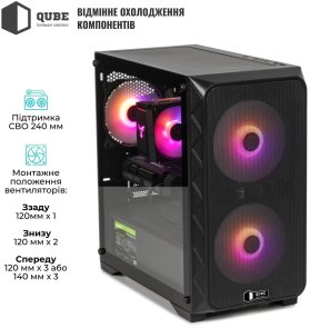 Корпус QUBE Flow Black with window (FLOW_FBNU3)