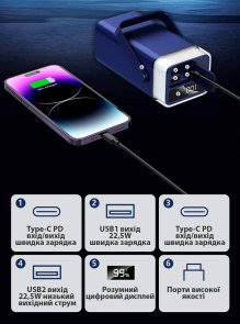 Батарея універсальна Aspiring Vigor 30 30000mAh 65W Blue (VG65PD)