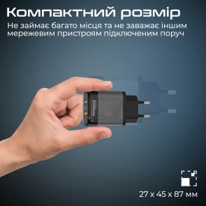 Зарядний пристрій Promate BiPlug-QC3 Black (biplug-qc3.eu-bk)