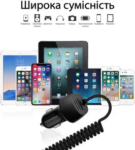 Автомобільний зарядний пристрій Promate Voltrip-i Black (voltrip-i.black)