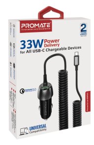 Автомобільний зарядний пристрій Promate PowerDrive-33PDC Black (6959144059631)