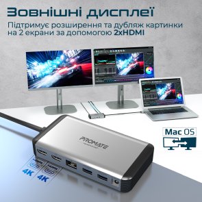 USB-хаб Promate VersaHub-MST Grey (6959144061900)