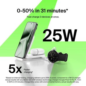 Бездротовий зарядний пристрій Belkin UltraCharge 2-in-1 Foldable Magnetic Charging 25W, White