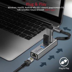 USB-хаб Promate GigaHub-C Grey (6959144054902)