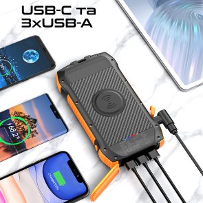 Батарея універсальна 20000mAh з вбудованою сонячною батареєю Promate solartank-20pdqi.black