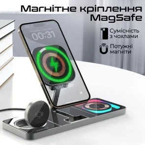 Фото: Бездротова зарядна станція Promate AuraSlate-Trio Black (6959144065984) № 4 | KTC