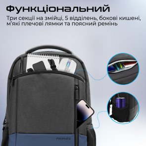 Рюкзак для ноутбука Promate Satchel-bp Blue (6959144062631)