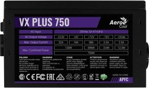 Фото: Блок живлення AeroCool 750W VX Plus Stealth 750 (ACPN-VS75AEY.12) № 4 | KTC