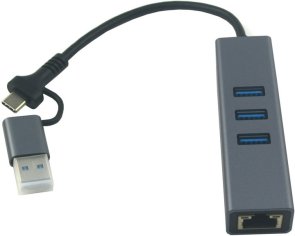 Хаб USB 3.0/Type-C Dynamode DM-AD-GLAN-U3