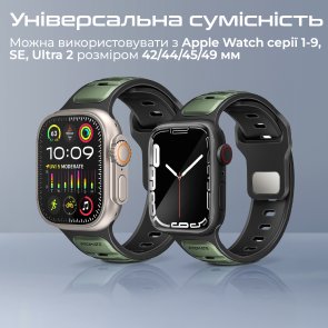 Ремінець Promate for Apple Watch 42/44/45/49 - Siliband-dc Midnightgreen (6959144067391)