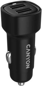 Автомобільний зарядний пристрій Canyon OnDrive 24 24W Black (CNE-CCABR2AA)