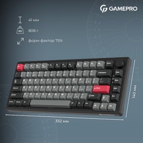 Клавіатура, GamePro Asgard Yord MK266BK WL/BT/USB, Black ( Gaming )