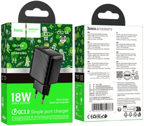 Зарядний пристрій Hoco CS21A Rich QC3.0 18W Black (6942007609883)