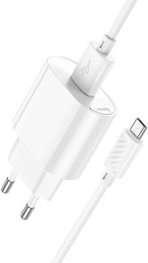 Зарядний пристрій Hoco C109A Fighter 10.5 White with AM / MicroUSB (6942007656603)