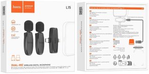 Радіосистема Hoco L15 Lightning/Type-C Black (6942007638623)