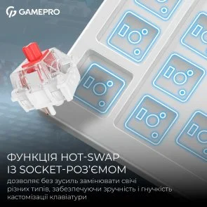 Фото: Клавіатура GamePro Asgard Drakkar MK305WH WL/BT/USB White № 10 | KTC