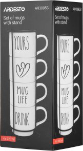 Набір чашок Ardesto 320ml 4pcs White (AR3095S)