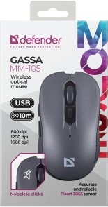 Миша Defender Gassa MM-105 Wireless Grey (52104)