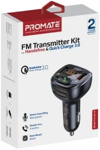 Фото: FM-трансмітер + АЗП Promate Smartune 4 Black № 2 | KTC