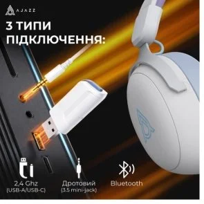 Фото: Гарнітура Ajazz AHM08 Max WL/BT Purple/White/Blue (AHM08-MAX-PWB) № 7 | KTC