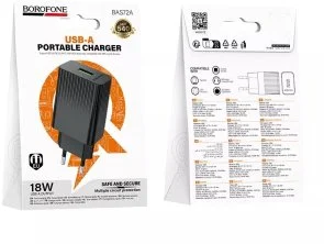 Фото: Зарядний пристрій BOROFONE BAS72A Source QC3.0 18W Black (6941991122637) № 4 | KTC