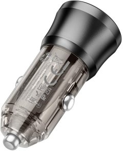 Автомобільний зарядний пристрій BOROFONE BZ23 Noble 3A Transparent Black (6941991106903)
