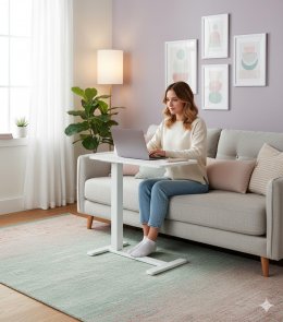 Стіл комп’ютерний 2E CE710WW, з регулюванням висоти, White