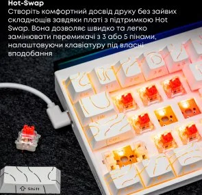 Фото: Клавіатура Ajazz NK68 Red Switch Side Contour White (NK68-R-S-W) № 11 | KTC