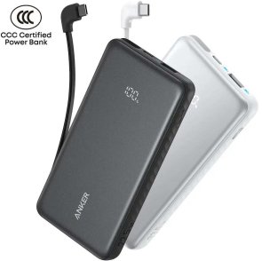 Батарея універсальна Anker 10000mAh, 1xUSB, 1xType-C, 22.5W, Built-In USB-C Cable, White