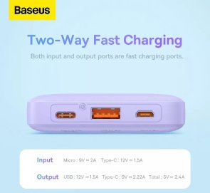 Батарея універсальна Baseus Airpow Fast Charge 10000mAh 20W Nebula Purple (P10022801513-00)